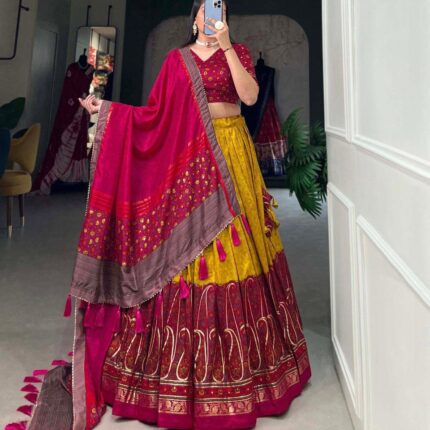 Tussar silk lehenga