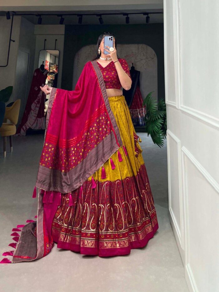 Tussar silk lehenga