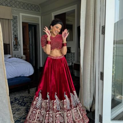 Velvet lehenga choli