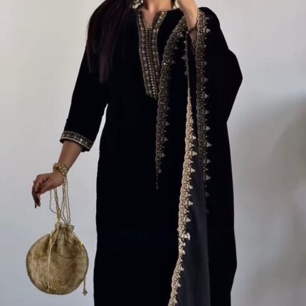 Velvet suit with dupatta