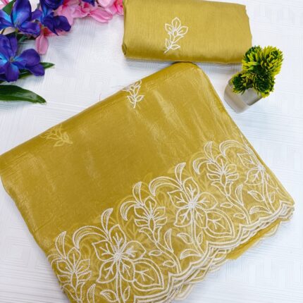 Gold crush saree for women