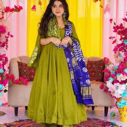 Silk gown with dupatta