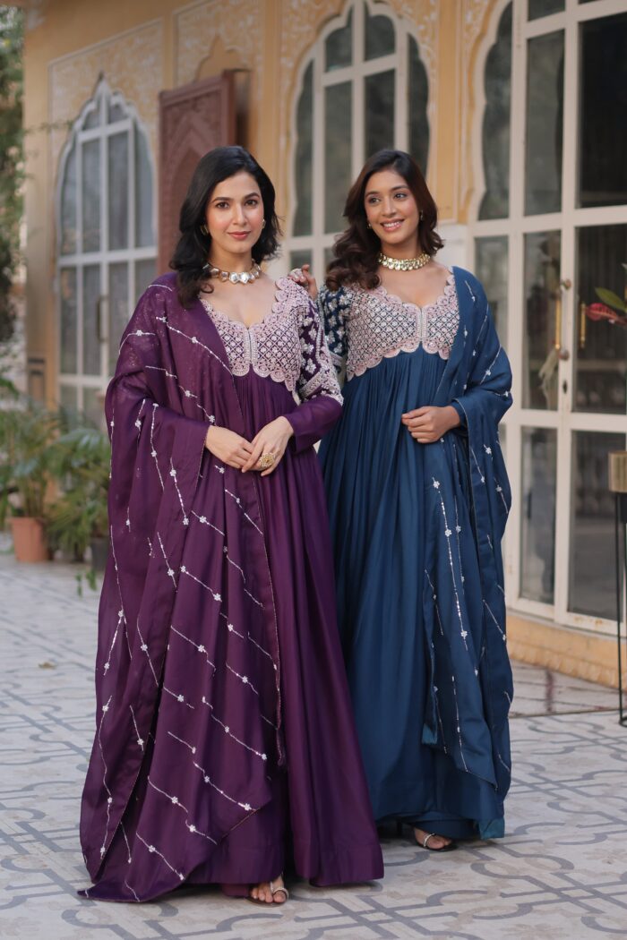 gown with dupatta