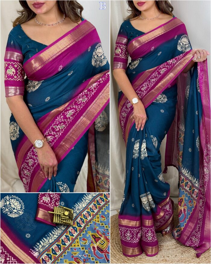 Dull moss saree