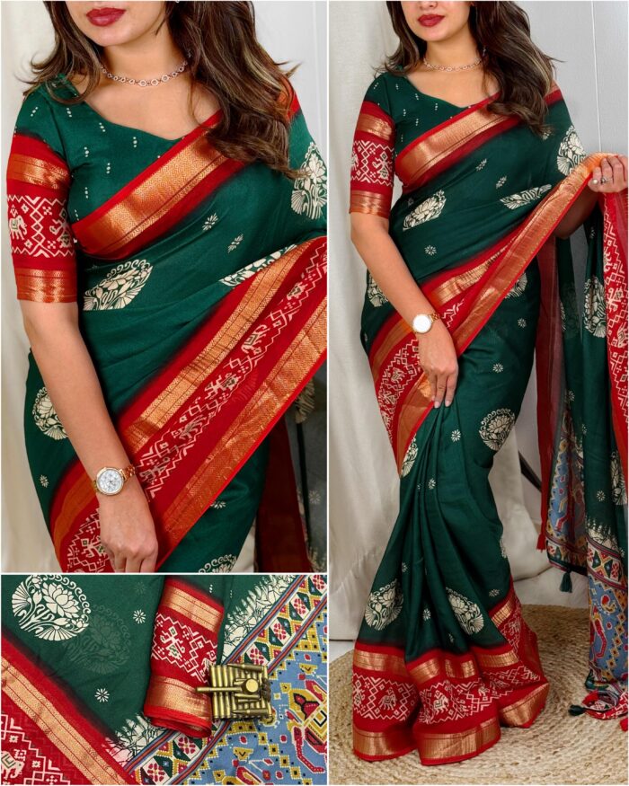 Dull moss saree